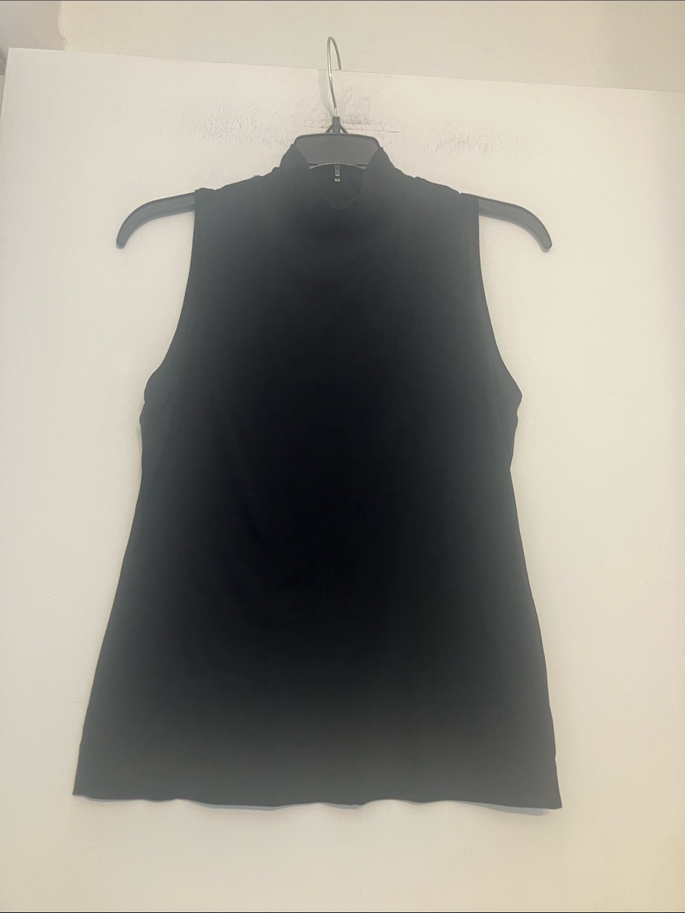 ATHLETA cotton blend seamless +sleeveless mock neck black stretch tank XXS